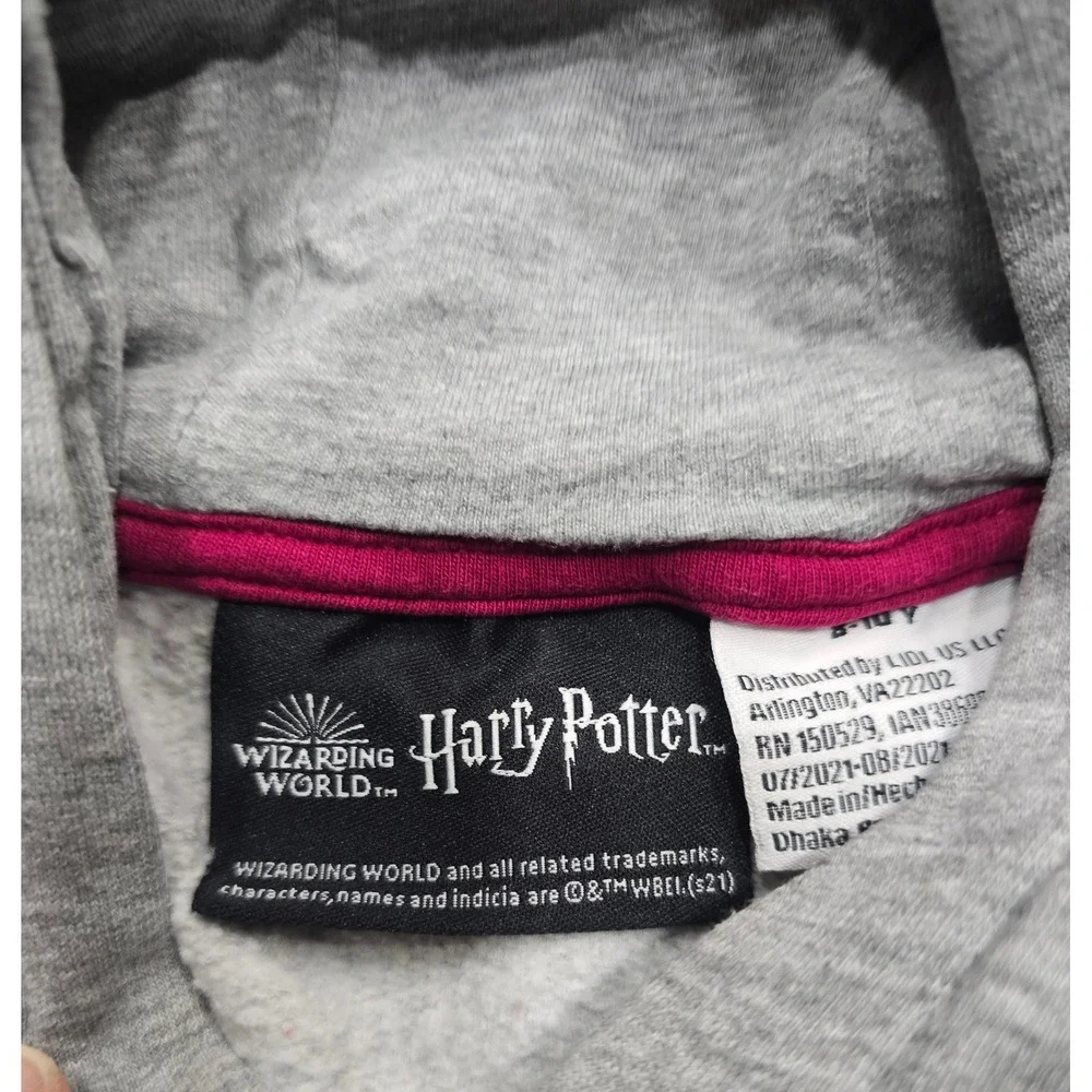 Harry Potter Wizarding World Kids Gray Hogwarts Crest Pullover Hoodie Size 8-10Y